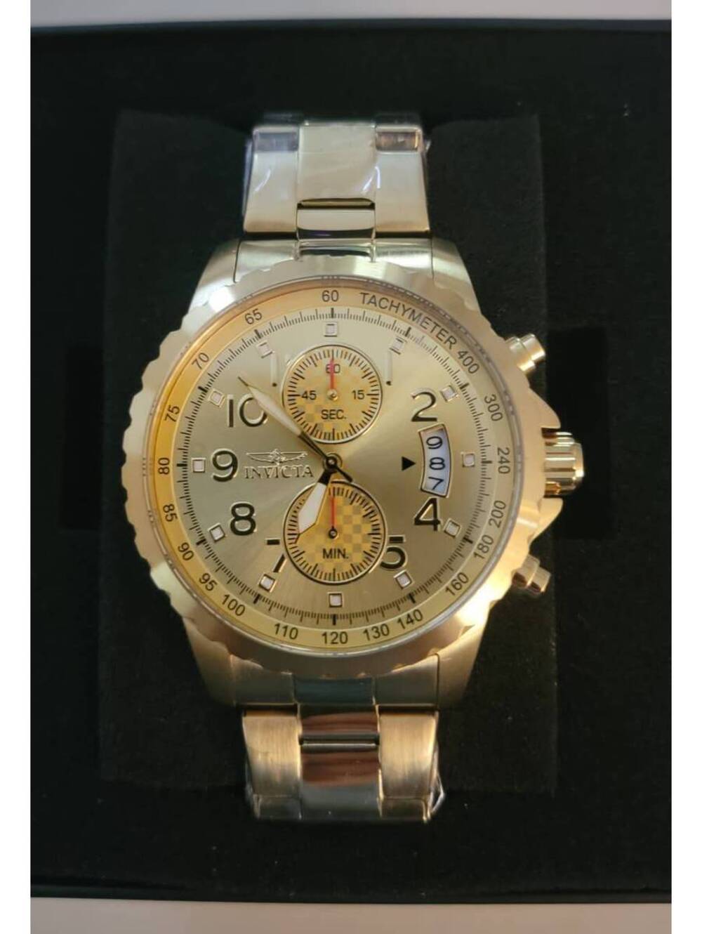 New Invicta Specialty Men's Gold Tone Quartz Chronograph Watch 47mm w/Box